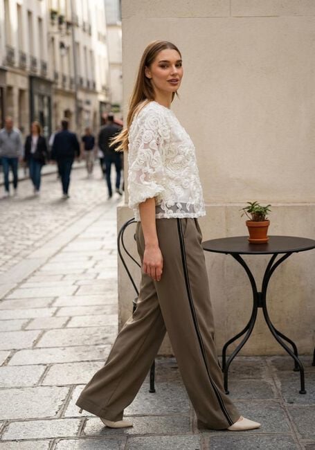 CO'COUTURE Pantalon large AMINA SPLIT LL PANEL en taupe - large