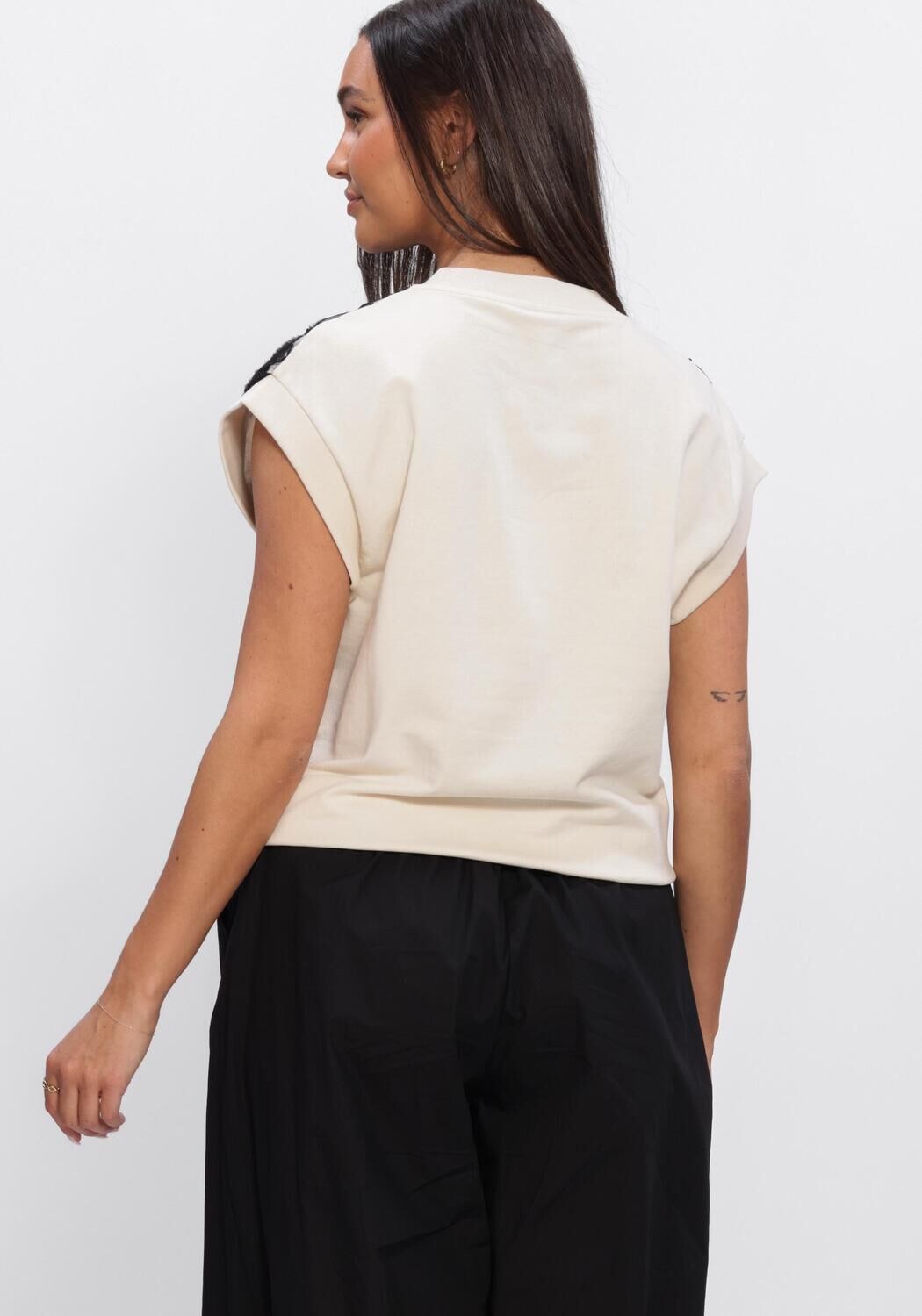 SUMMUM TOP BIG FLOWER Hauts & T-shirts Blanc - large