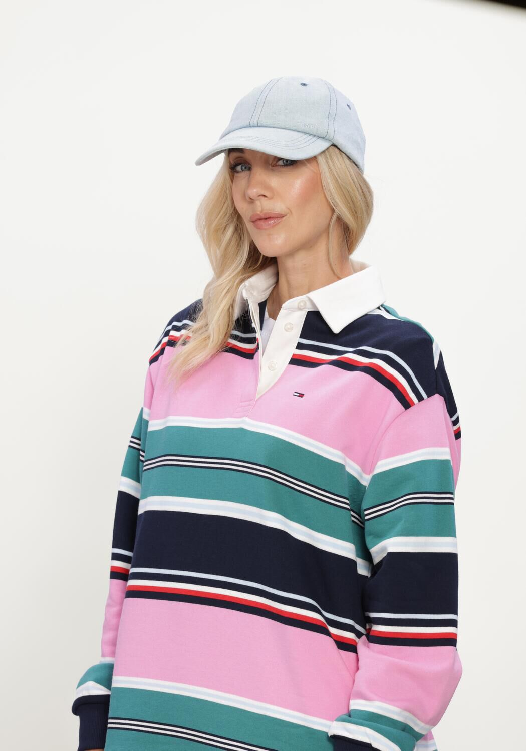 Multi TOMMY JEANS Trui TJW RLX MULTI STRIPE RUGBY EXT - large