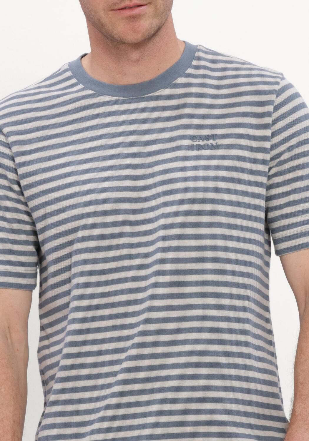 Blauwe CAST IRON T-shirt SHORT SLEEVE R-NECK REGULAR FIT WAFFLE STRIPE - large