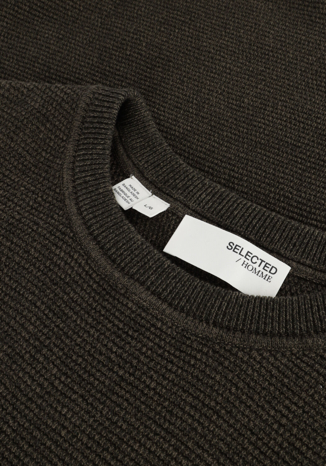 SELECTED MEN Pull SLHROSS LS KNIT STRUCTURE CREW NECK NOOS en vert - large