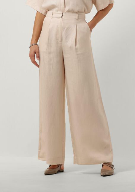 Beige SELECTED FEMME Wijde broek SLFLYRA HW WIDE LINEN PANT - large