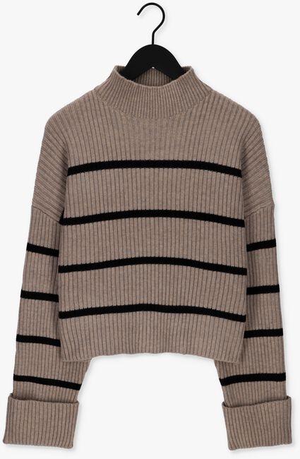 Taupe CO'COUTURE Trui ROW STRIPE BOX CROP KNIT - large