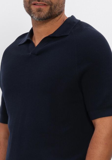 PROFUOMO Polo POLO OPEN COLLAR RIB Bleu fonc&eacute; - large