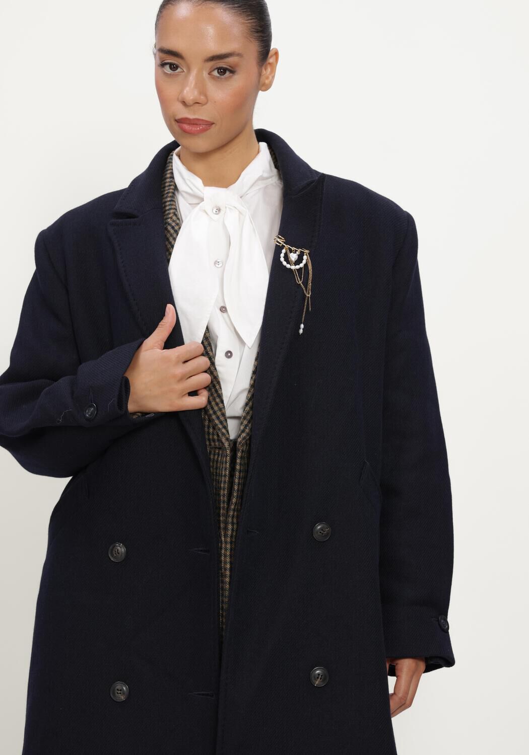 RUBY TUESDAY MATTIN WOOLEN DOUBLE BREATED LONG COAT Vestes Bleu fonc&eacute; - large