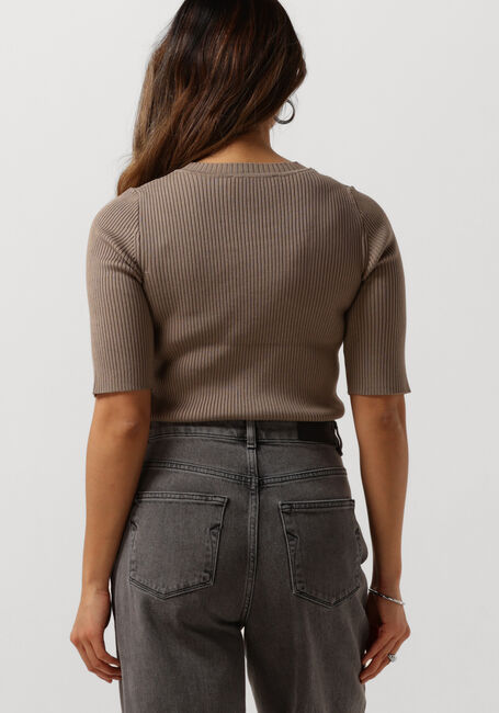 SELECTED FEMME Pull SLFMALA 2/4 KNIT O-NECK B en marron - large