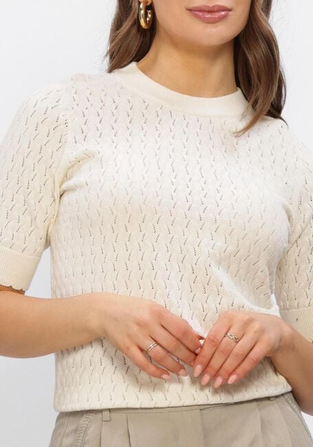 OBJECT Pull OBJFLAUNY S/S RE KNIT TOP &Eacute;cru - large