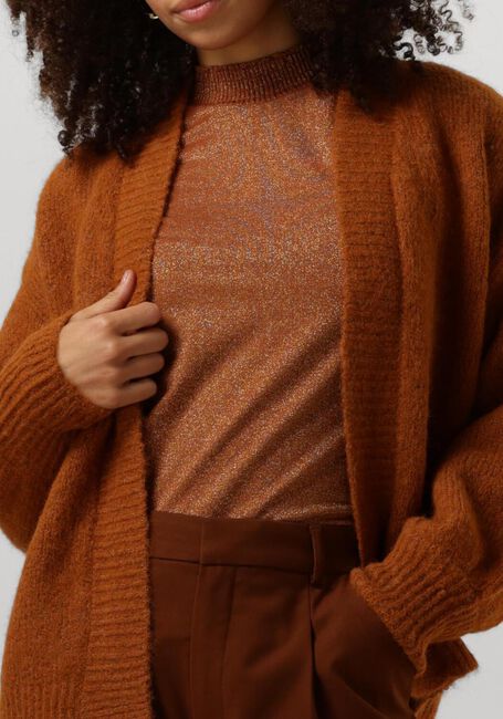 SUMMUM Gilet PUFF SLEEVE CARDIGAN COZY MELANGE KNIT en marron - large