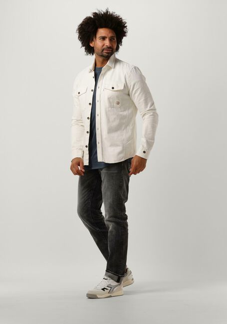 CAST IRON Surchemise LONG SLEEVE SHIRT SLUB TWILL OVERSHIRT REGULAR FIT Blanc - large