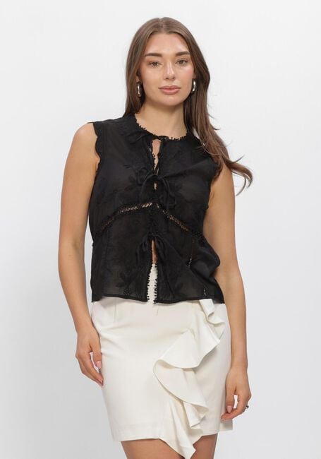 Zwarte ROUGE EDIT Tops & T-shirts ROUIVY S/L TIE NECK TOP - large