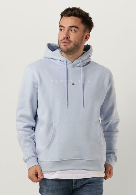 Lichtblauwe TOMMY JEANS Trui TJM REG LINEAR LOGO HOODIE EXT - large