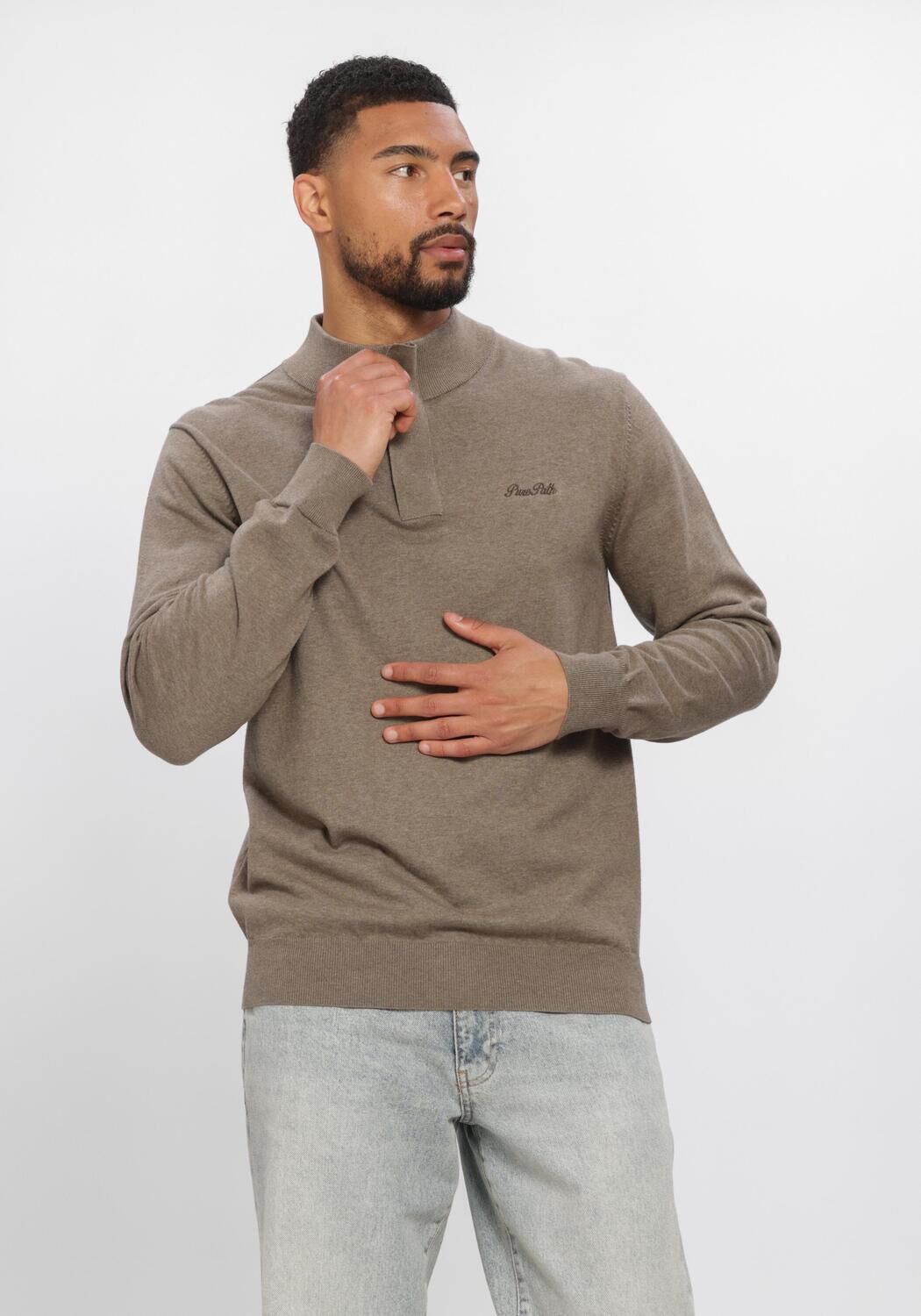 PURE PATH Pull LIGHT WEIGHT HIDDEN HALF-ZIP en taupe - large