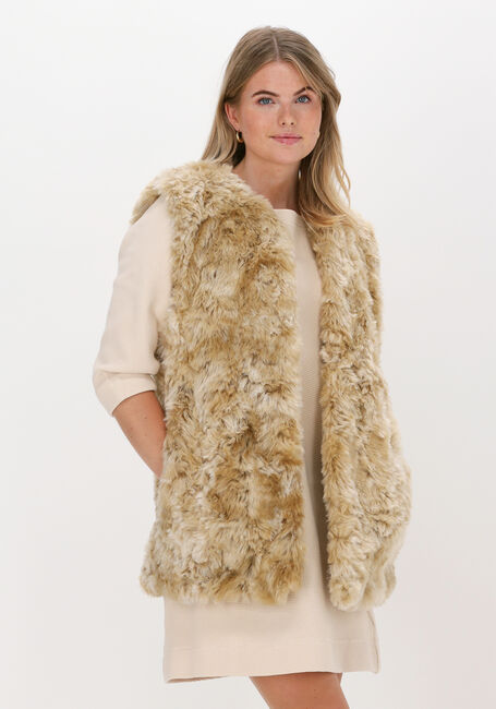 Beige VANILIA Gilet CURLY FAUX FU - large