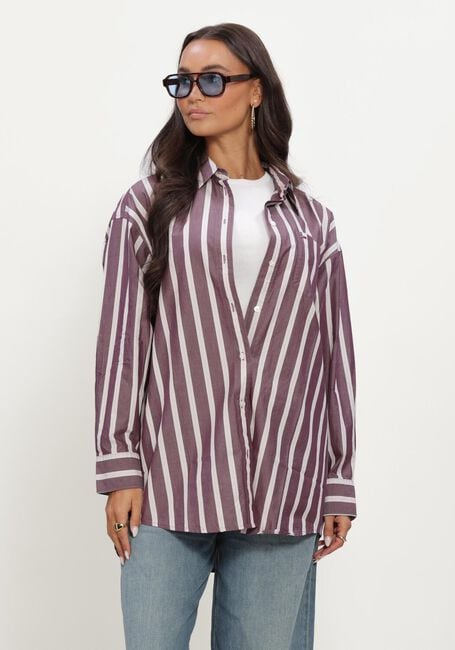 Paarse TOMMY JEANS  TJW OVS ESSENTIAL SHIRT EXT - large