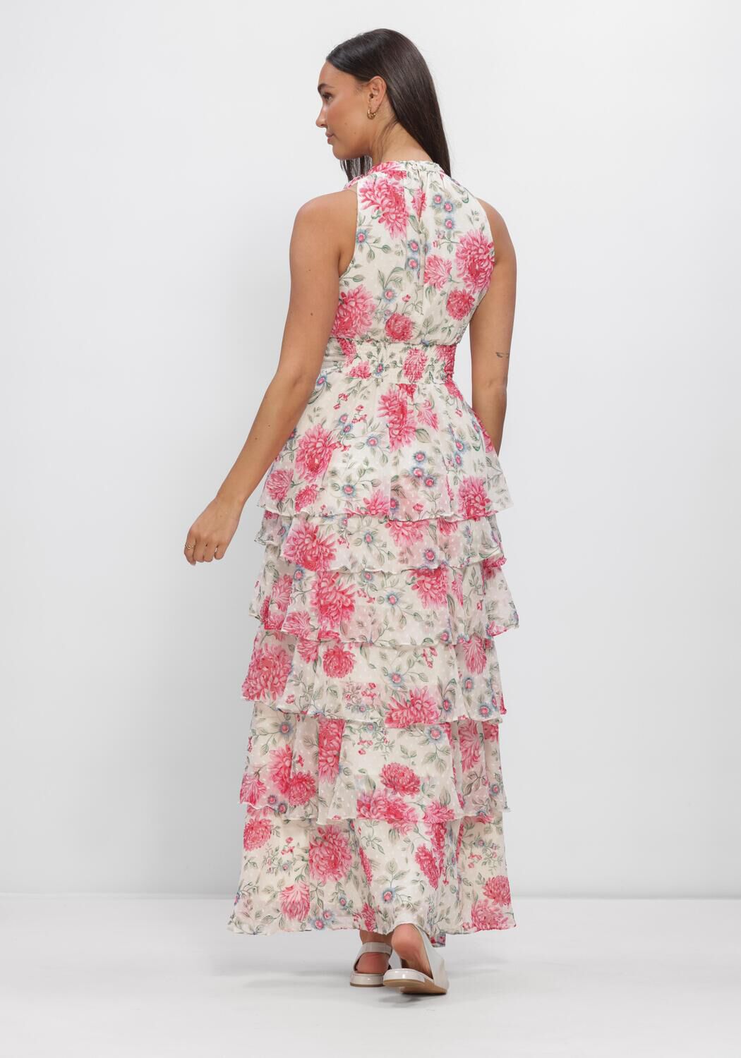 NEO NOIR Robe maxi MARLI BIG FLOWER DRESS Cr&egrave;me - large