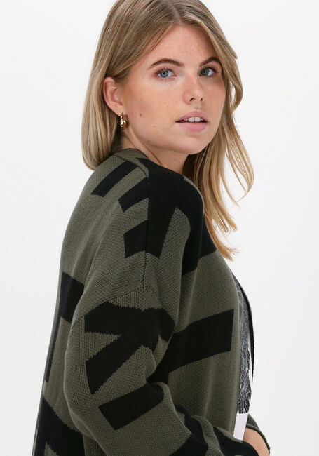 ALIX THE LABEL Gilet TEXT JAQUARD CARDIGAN Vert foncé - large