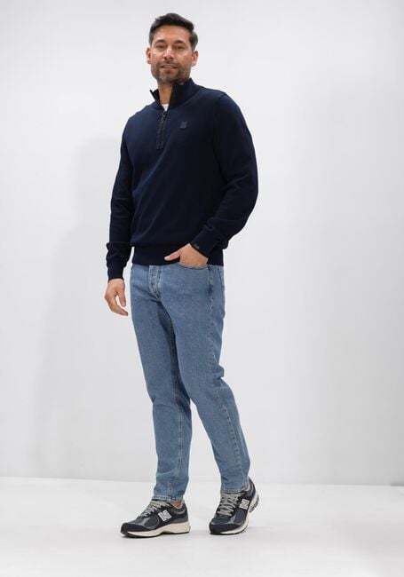 BUTCHER OF BLUE Pull CLIFDEN CO HALF ZIP Bleu fonc&eacute; - large