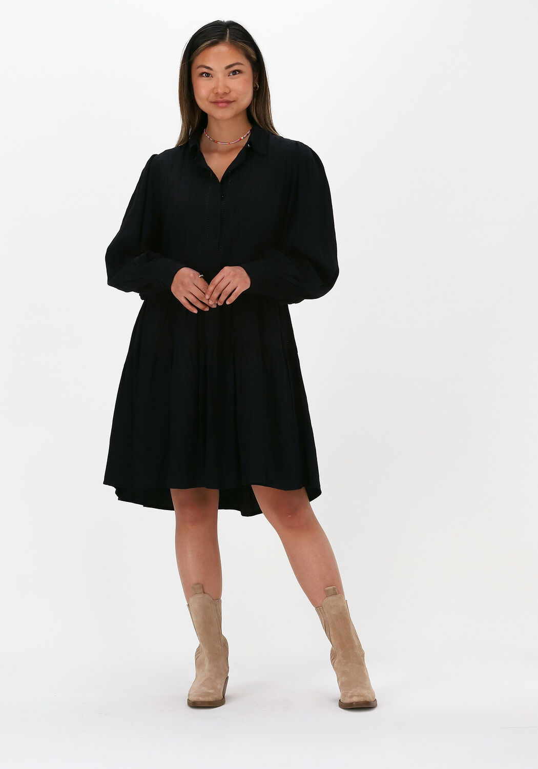 Zwarte Y.A.S. Mini jurk YASOLLY LS DRESS Omoda
