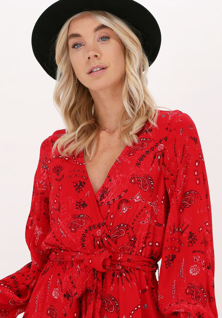 Rode ALIX THE LABEL Mini jurk LADIES WOVEN ORNAMENT FAKE WRAP DRESS - large