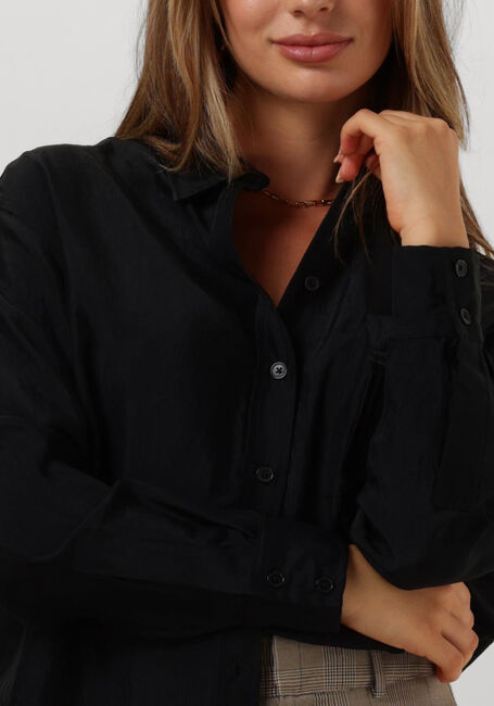 Zwarte ALIX THE LABEL  LADIES WOVEN SHINY CRINKLE BLOUSE - large