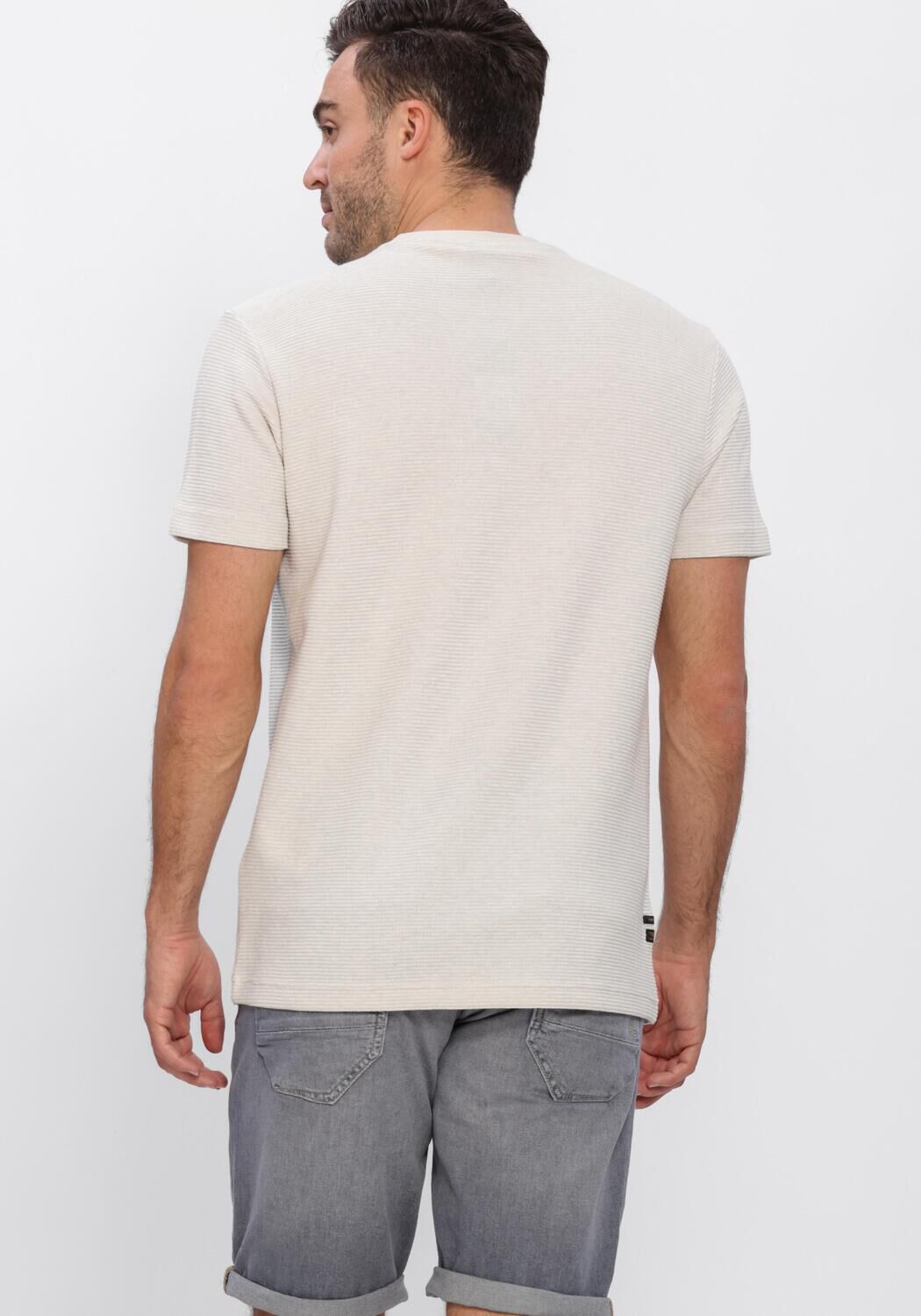 PME LEGEND T-shirt TWO TONE TEXTURED STRIPE en beige - large