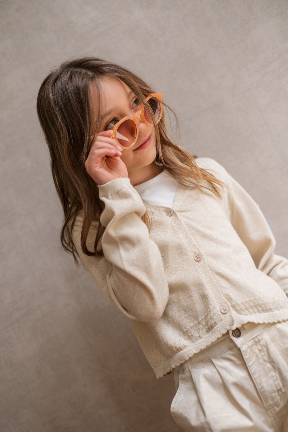 Creme LIKE FLO Vest DERBY FLO CARDIGAN - large