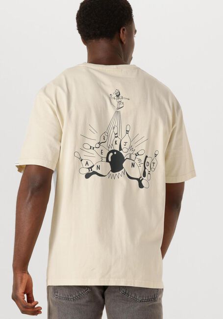 Ecru ANERKJENDT T-shirt AKVILLADS BOWLING PRINT S/S TEE - large