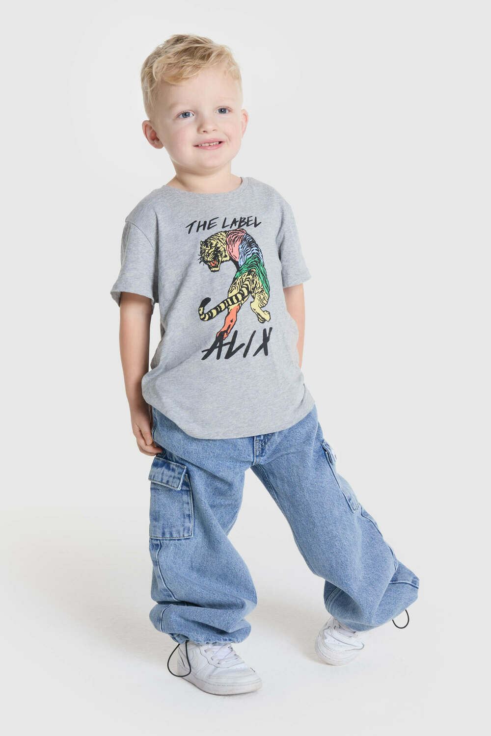 Grijze ALIX MINI T-shirt KNITTED TIGER T-SHIRT - large