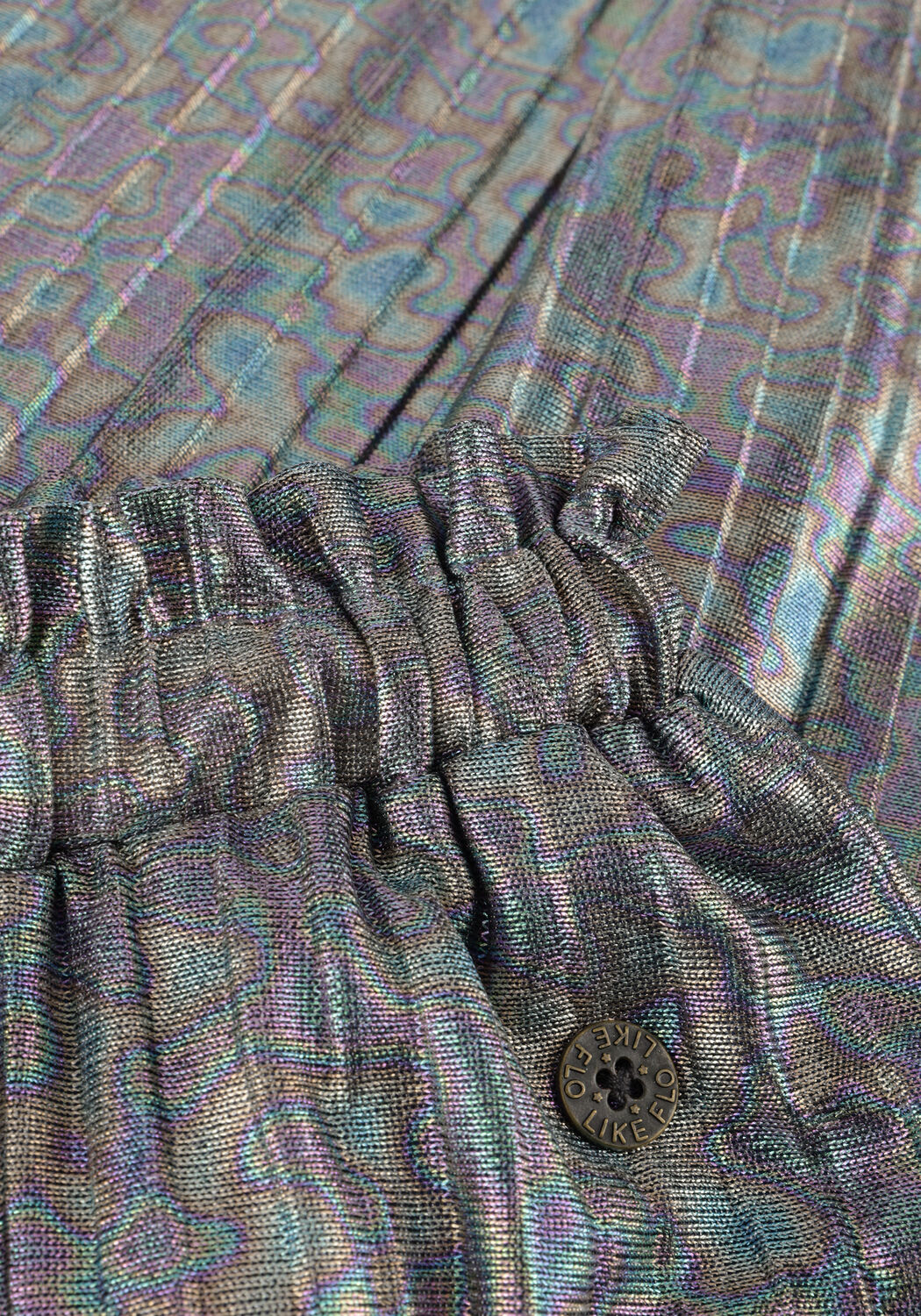 LIKE FLO Pantalon METALLIC PLISSE PANTS en gris - large