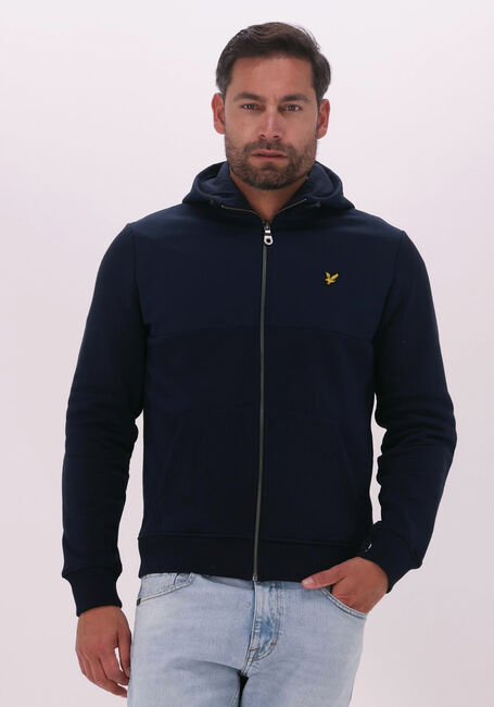 Donkerblauwe LYLE & SCOTT Jack SOFTSHELL JERSEY ZIP HOODIE - large