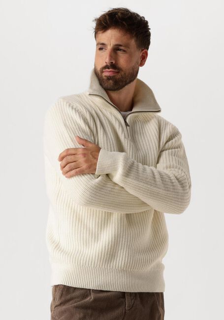 SELECTED HOMME Pull SLHLAND LS KNIT HALF ZIP Écru - large