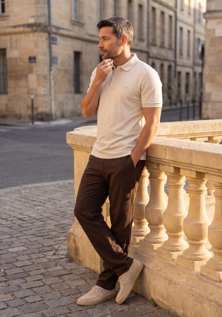 LACOSTE Polo REGULAR FIT COTTON BLEND POLO SHIRT en beige - large