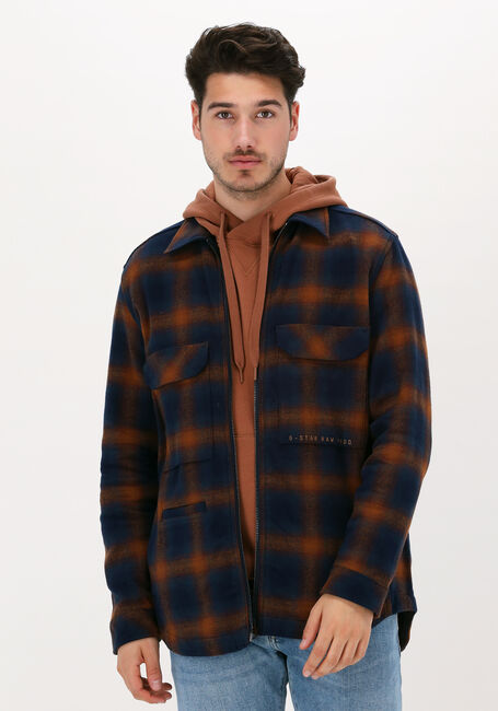 G-STAR RAW Surchemise CHECK ZIP REG OVERSHIRT Bleu foncé - large