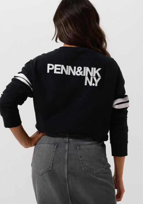 PENN & INK Pull 505 SWEATER PRINT Bleu foncé - large