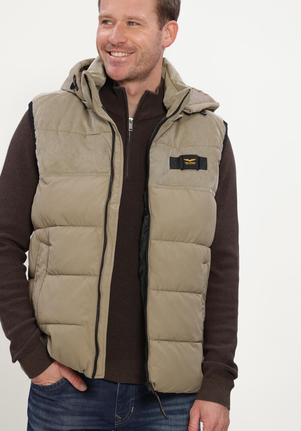 PME LEGEND Veste sans manches BODYWARMER GOBBLER BW MIX FABRIC Sable - large