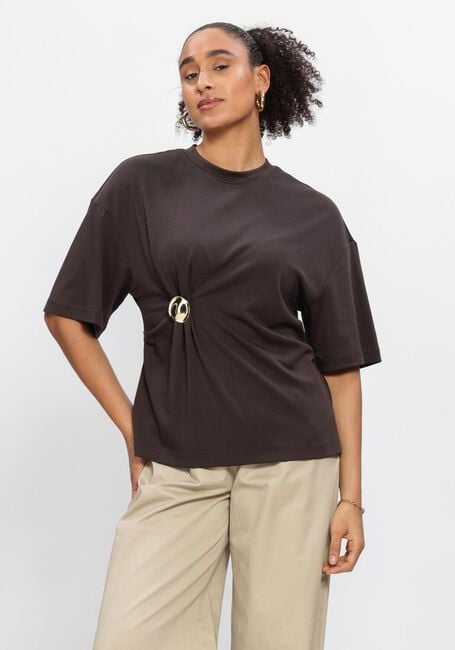 SECOND FEMALE T-shirt ENORA BROOCH TEE en marron - large