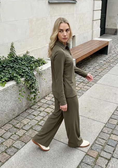 Olijf STUDIO ANNELOES Wijde broek LEXIE BONDED TROUSERS - large