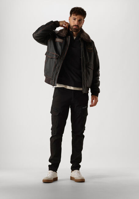 Zwarte PME LEGEND Trui HALF ZIP COLLAR COTTON MOULINE - large