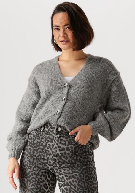 Grijze Y.A.S. Vest YASVIGGA LS KNIT CARDIGAN - large