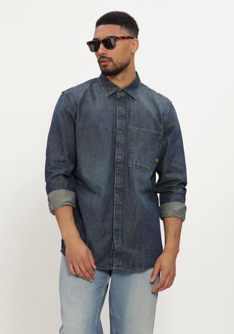 G-STAR RAW Chemise d&eacute;contract&eacute; REGULAR 1-PKT SHIRT L\S en bleu - large