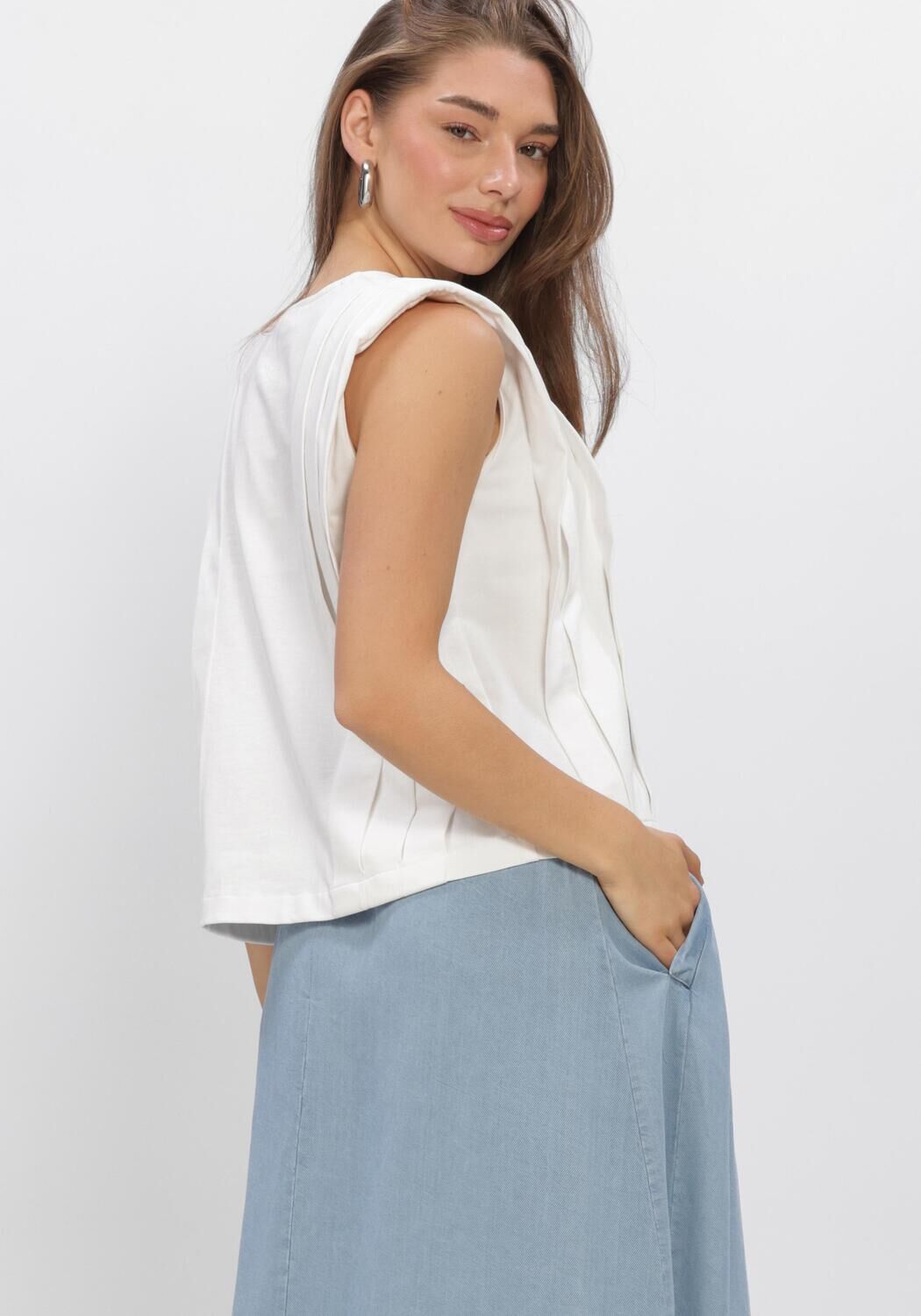 CO'COUTURE Haut ZELLICC PADDED PLEAT TOP en blanc - large