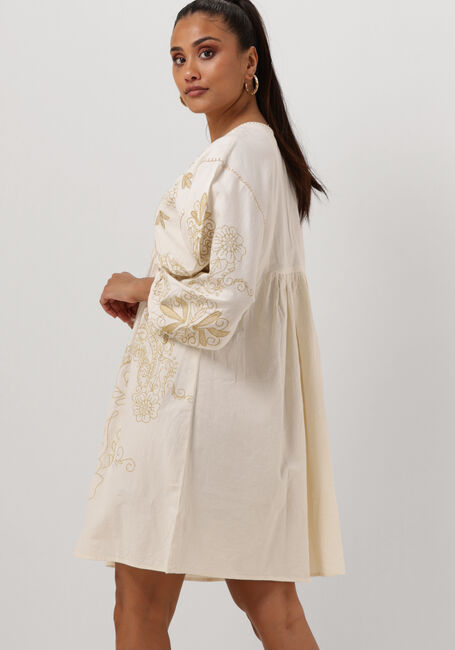 Witte SUMMUM Mini jurk DRESS GOLD EMBROIDERY COTTON LINEN - large
