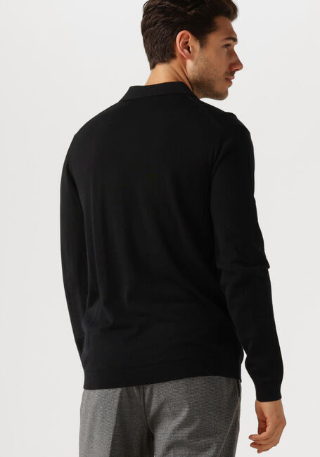 SELECTED HOMME Pull SLHTRAY LS KNIT MERINO POLO en noir - large