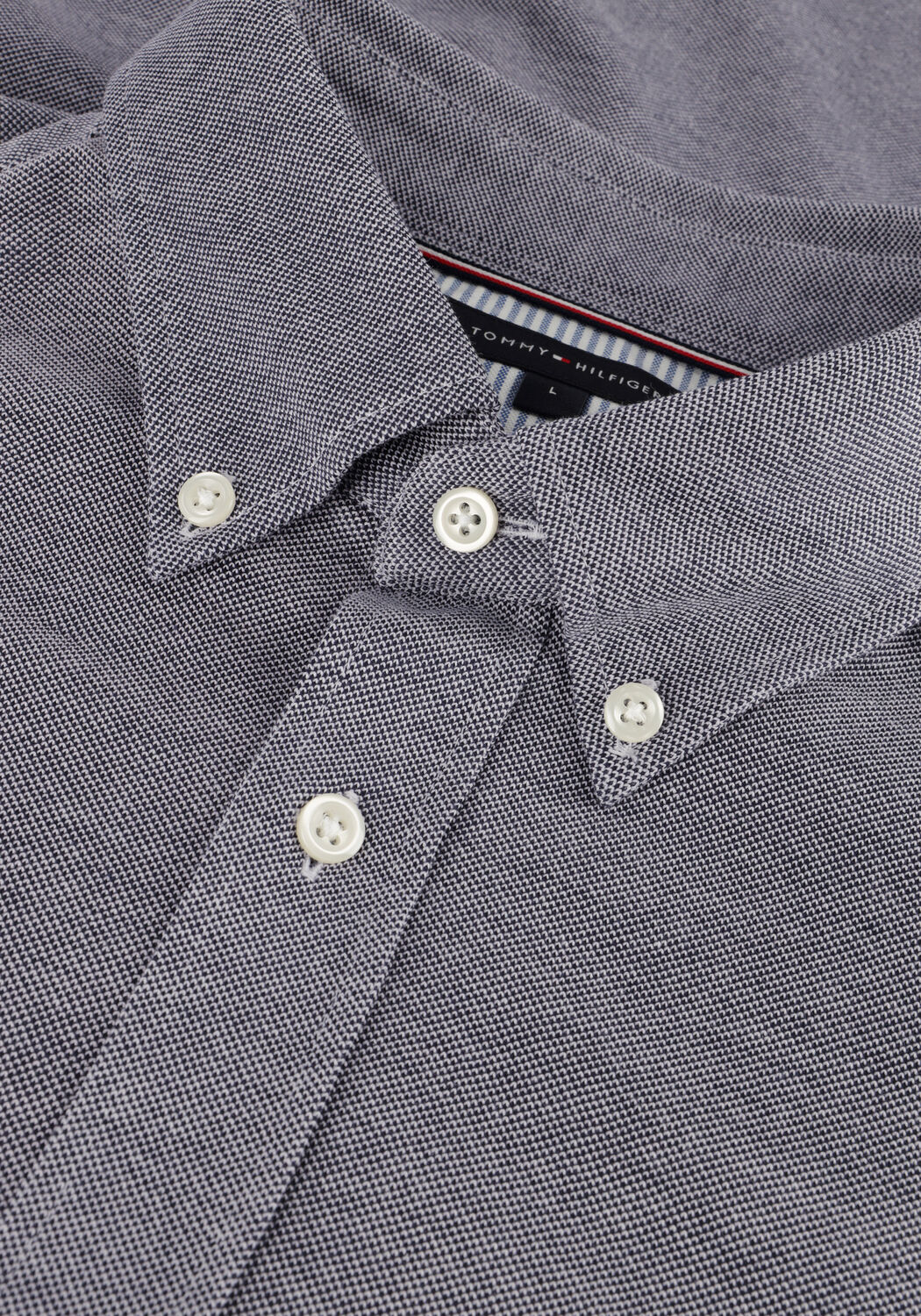 Donkerblauwe TOMMY HILFIGER Klassiek overhemd 1985 KNITTED SF SHIRT - large