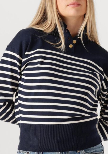 Donkerblauwe TOMMY HILFIGER Trui CO JERSEY GOLD BTN MOCK-NK SWT - large