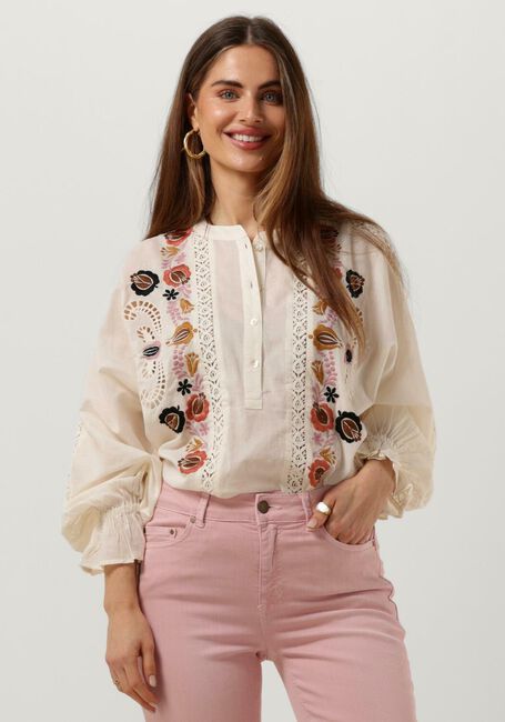 Gebroken wit SUMMUM  BLOUSE FLOWER EMBROIDERY - large