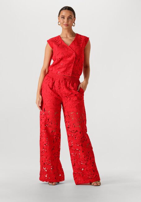 POM AMSTERDAM Pantalon large PANTS LACE BLOOM RED en rouge - large