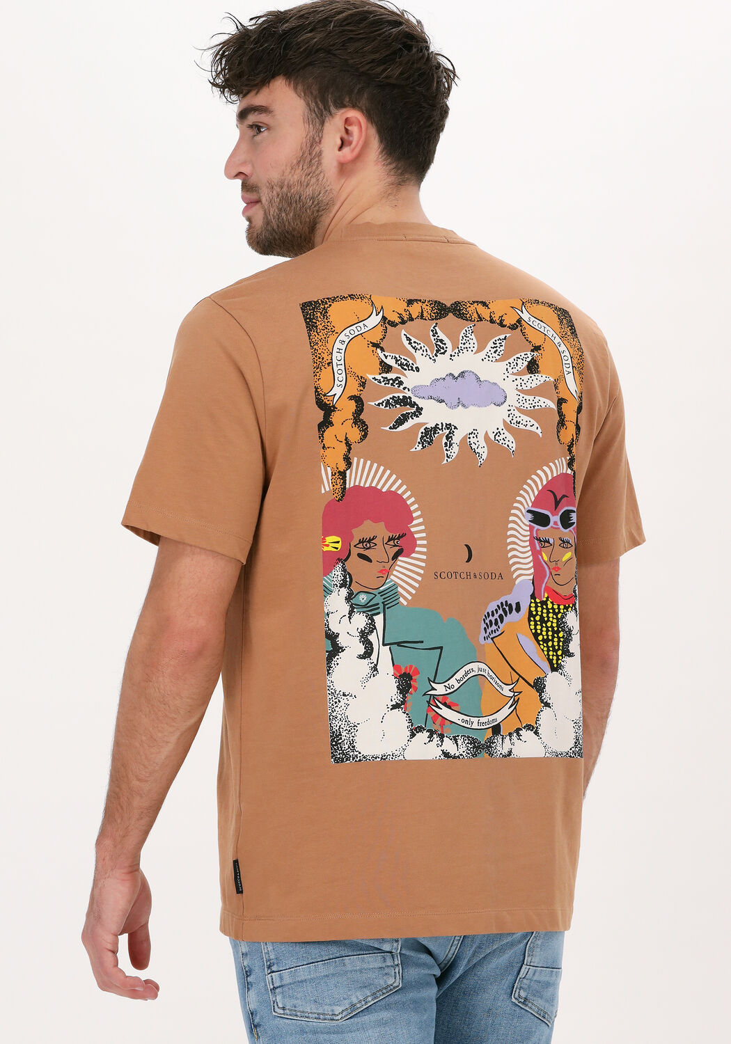 SCOTCH & SODA T-shirt UNISEX - AMELIA EARHART GRAPHI en beige - large