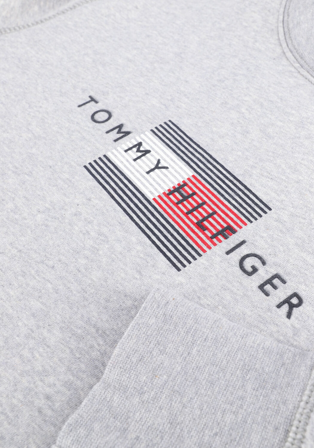 Lichtgrijze TOMMY HILFIGER Sweater LINES HILFIGER CREWNECK - large