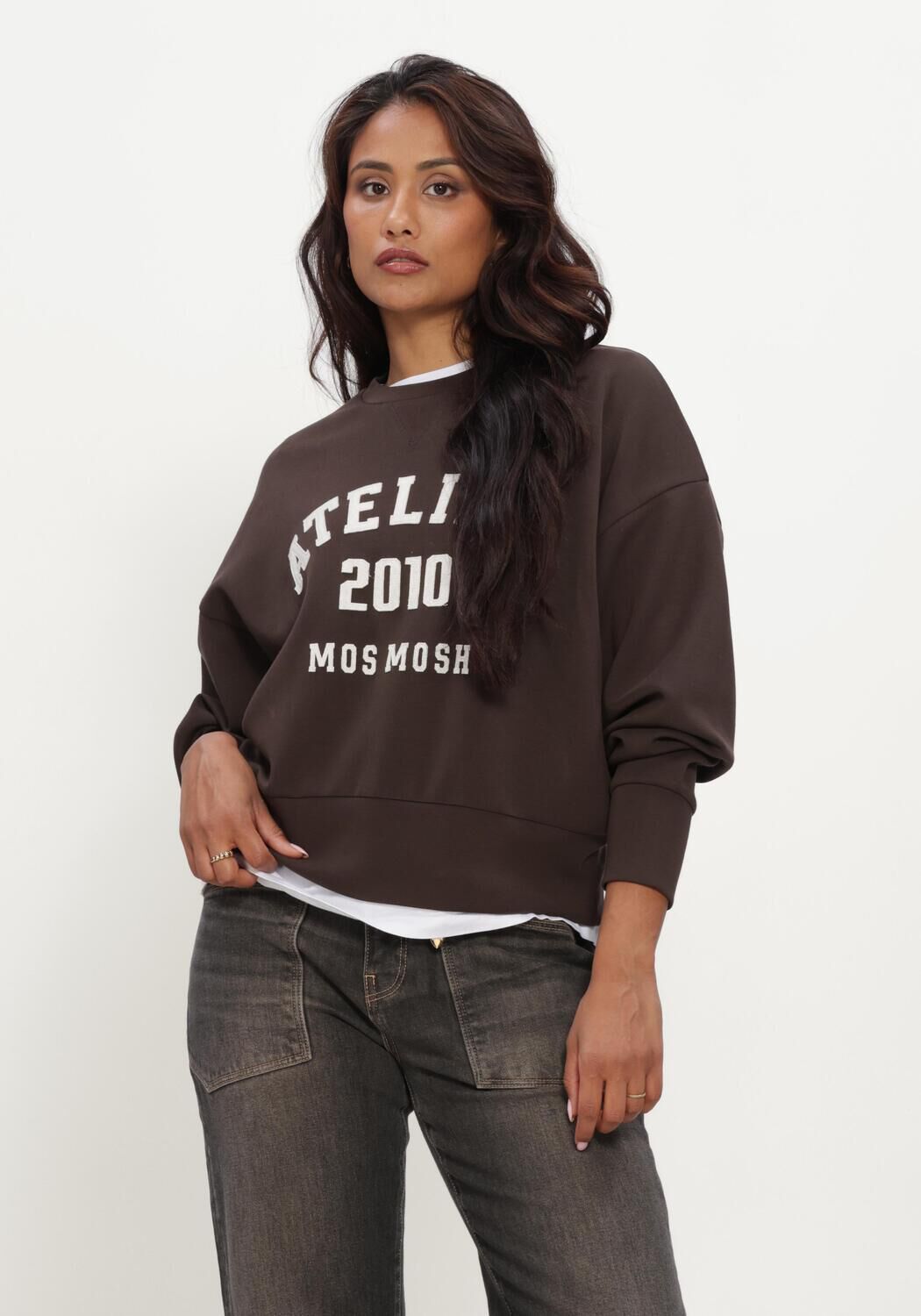 Bruine MOS MOSH Trui MMNIMA O-LS SWEATSHIRT - large